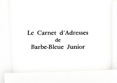 LE CARNET D’ADRESSE DE BARBE BLEUE JUNIOR